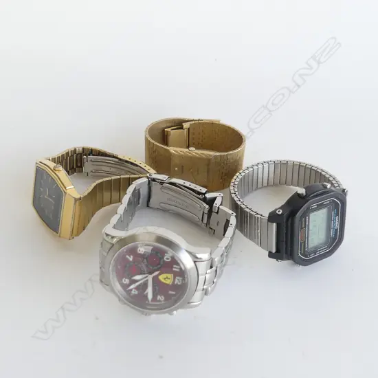 4 WATCHES; GIRARD FERRARI AUTO, GENEVA QUARTZ, SEIKO QUARTZ, CASIO DIGITAL