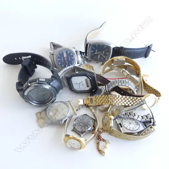 BAG ASST. WATCHES; SEIKO ETC INCL.1 w. 14ct CASE