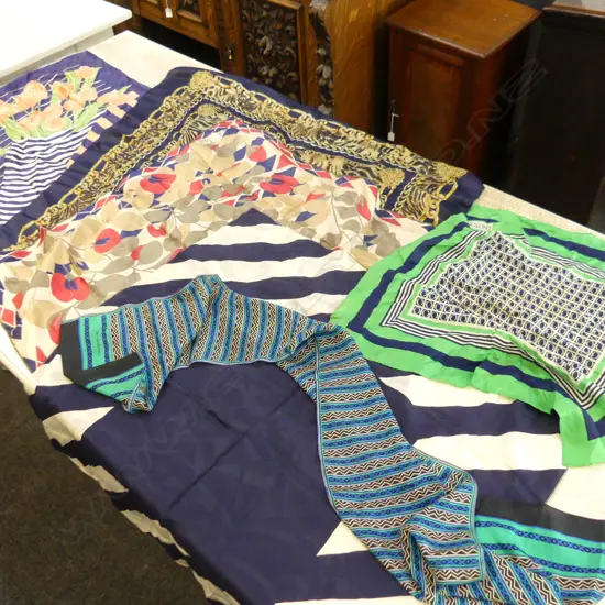 6 ASST. SCARVES; OROTON, RICHARD ALLEN, HERMES STYLE ETC