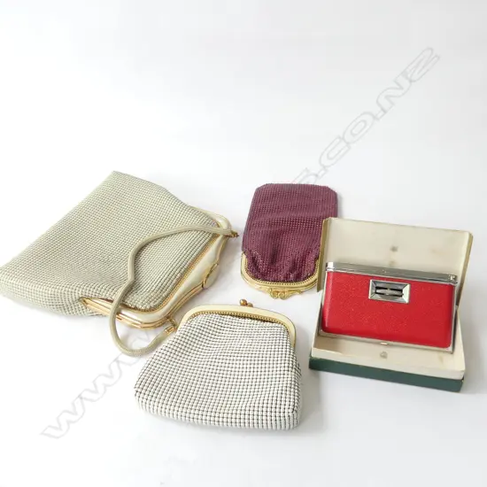 3 VINTAGE MESH EVENING BAGS; OROTON ETC & LIGHTER