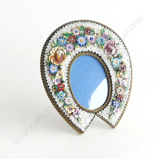 VINTAGE ITALIAN MICROMOSAIC FRAME HORSESHOE SHAPE  75Wx90H **RTV**