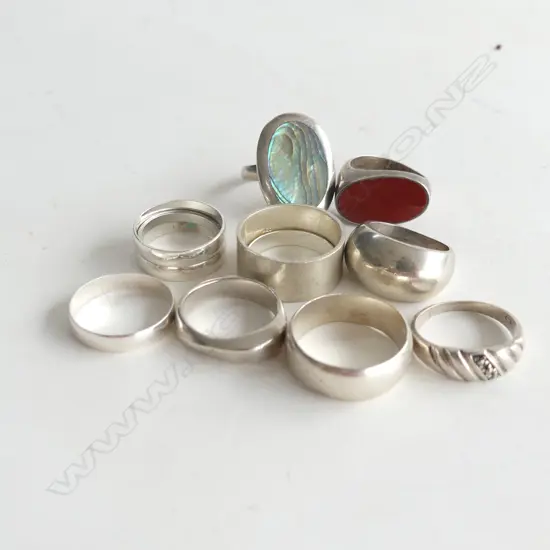 10 STG RINGS 50gm. ONE STAMPED TIFFANY & CO.