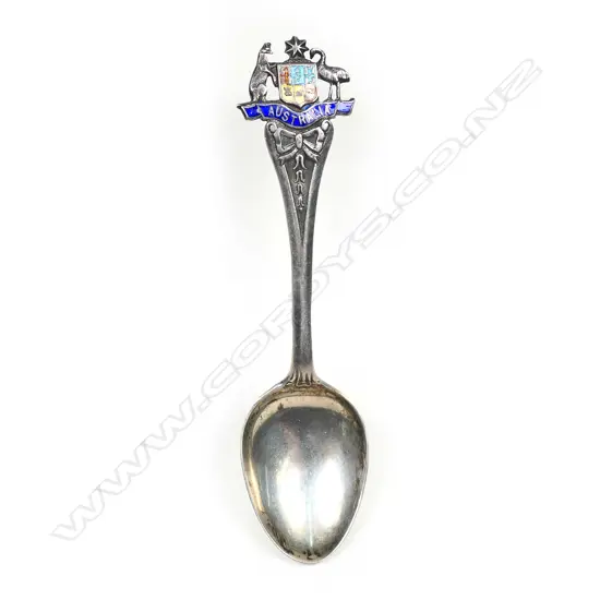 An enamelled  silver Australian coat-of-arms teaspoon,