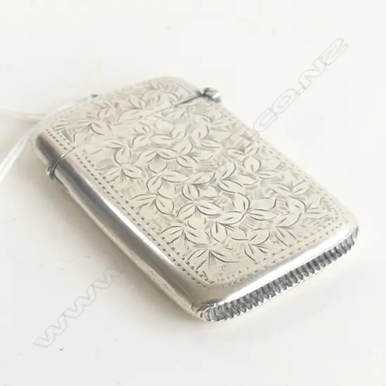 LGE ENGRAVED SILVER VESTA Birmingham 1911 by Samuel M Levi