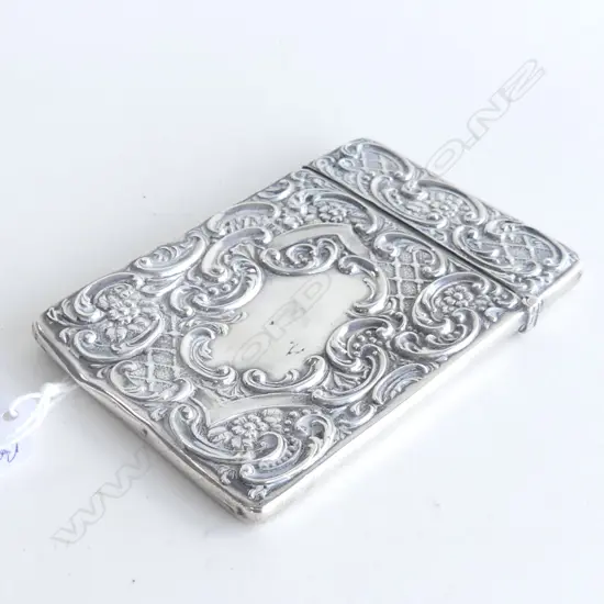 EDW SILVER SCROLL EMBOSSED CARD CASE Birm. 1902