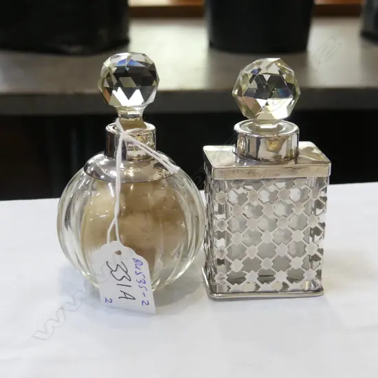 TWO SILVER & CRYSTAL SCENT BOTTLES’