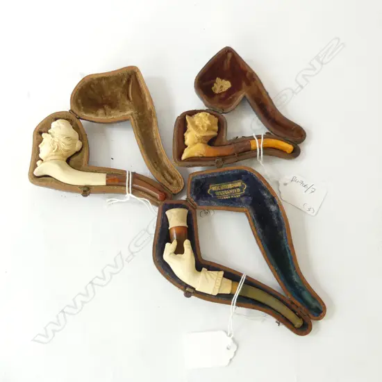 3 CASED MEERSHAM PIPES L.140mm