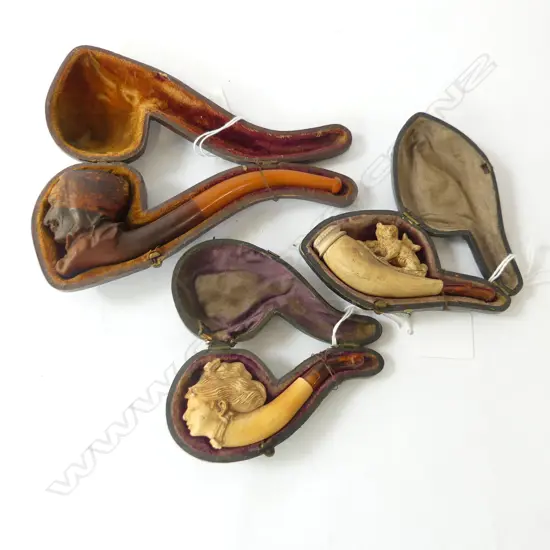 3 CASED MEERSHAM PIPES L.160mm