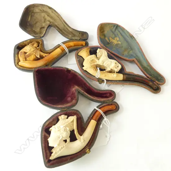 3 CASED MEERSHAM PIPES L160mm