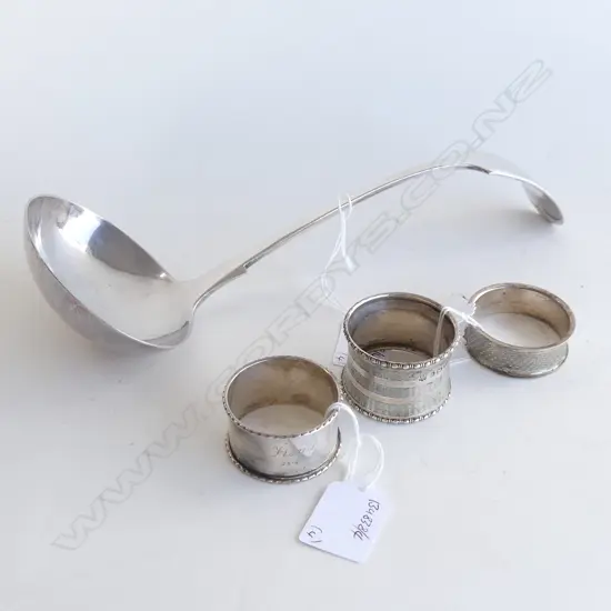 2 STG SILVER NAPKIN RINGS /ONE EP +LARGE EP SOUP L.60mm