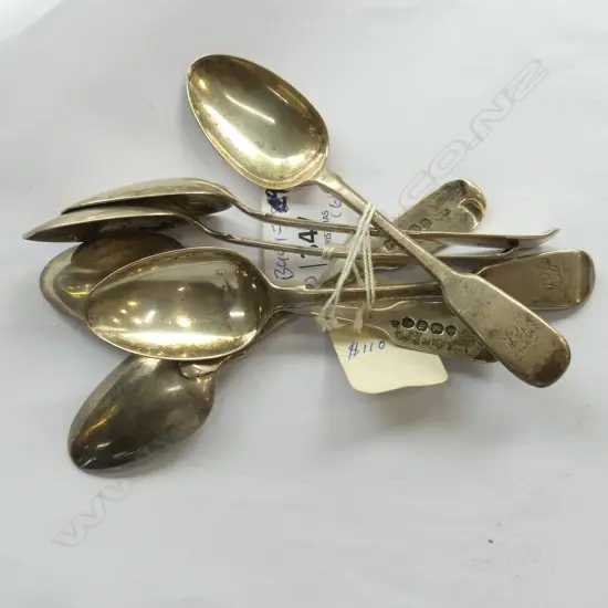 SIX  GEO lll FIDDLE PATTERN TEASPOONS MIXED DATES 132 GM
