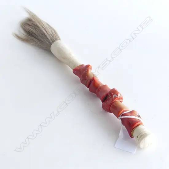 CHINESE BONE & CORAL HANDLED CALIGRAPHERS BRUSH
