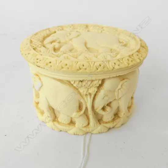 AFRICAN CARVED IVORY LIDDED CONTAINER...**RTV**