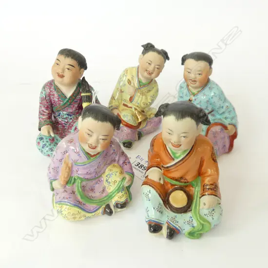5 CHINESE CERAMIC CHILDREN H.100mm
