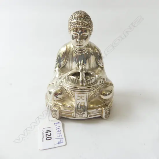 JAPANESE SILVER METAL BUDDHA H.110mm
