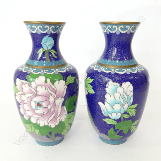 PR BLUE CLOISONNE VASES H.200mm