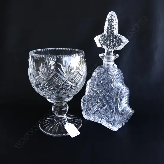 CRYSTAL FACTICE PERFUME BOTTLE / DECANTER H.300 & CRYSTAL TROPHY CUP H.210mm
