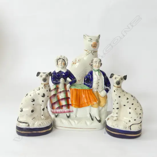 4 PCES 19th STAFFORDSHIRE; PR DOGS H.135mm, CAT & COUPLE