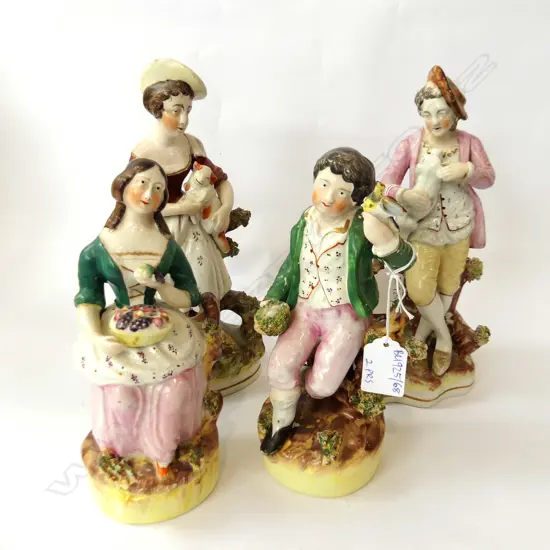 2 PRS 19thC STAFFORDSHIRE COUPLES H.230mm