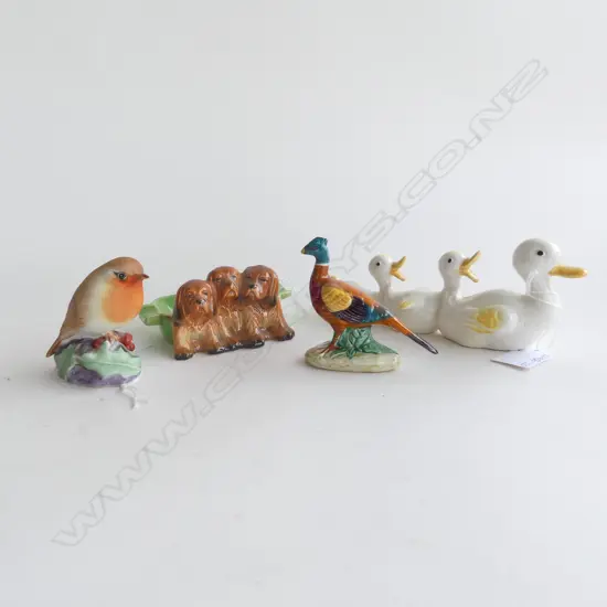 BESWICK ROW 3 DUCKS, PHEASANT & SPANIELS +  ROYAL WORCESTER ROBIN,