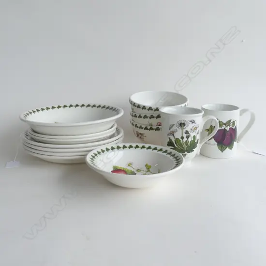 12 PCS ASST PORTMEIRION POMONA - VARIOUS SIZE PLATES & BOWLS & 1 MUG + BOTANIC GARDENS MUG  (HANDLE A.F.)