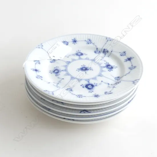 SIX ROYAL COPENHAGEN BLUE FLUTED SIDE PLATES 152mm (retail $65 each)