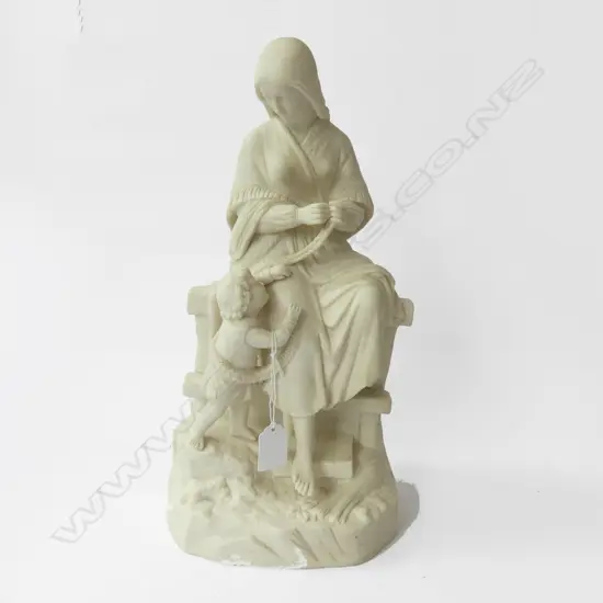 PARION WARE FIGURE; WOMAN PLATING ROPE w. CHILD H.350mm a/f