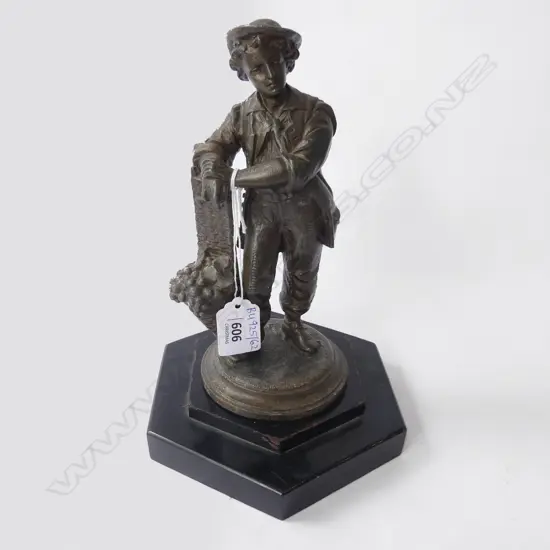 ANTIQUE SPELTER FIGURE ON OCTAGONAL STAND H.220mm