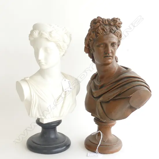 PLASTER BUST APOLLO H.340mm & RESIN BUST ARTEMIS