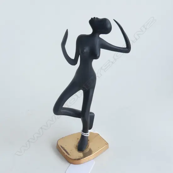 HAGENAUER STYLE BRONZE FIGURE; NUDE AFRICAN DANCER H.155mm