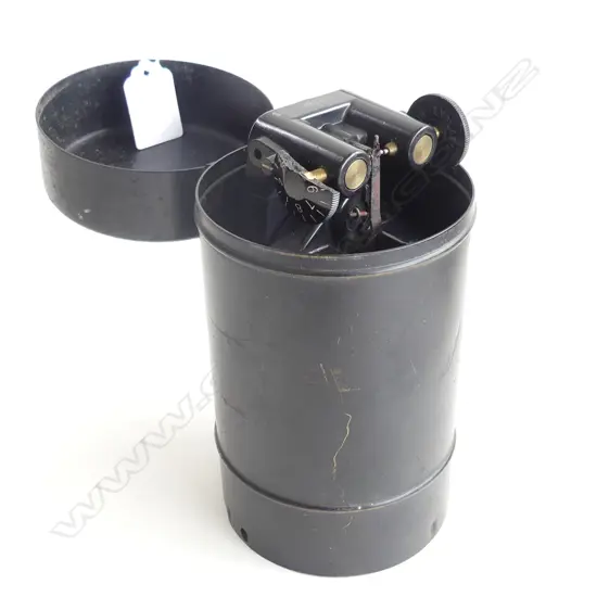 OLD EBONISED BRASS CASED ELECTRONIC SCIENTIFIC INSTRUMENT cylinder case H.168mm