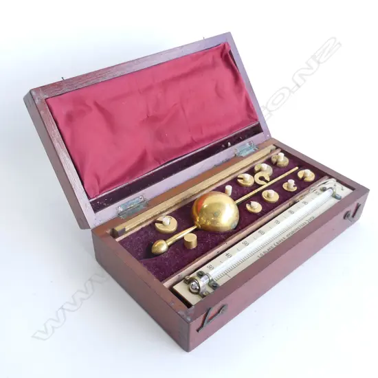 C1900 SIKES HYDROMETER SET MAHOGANY CASED