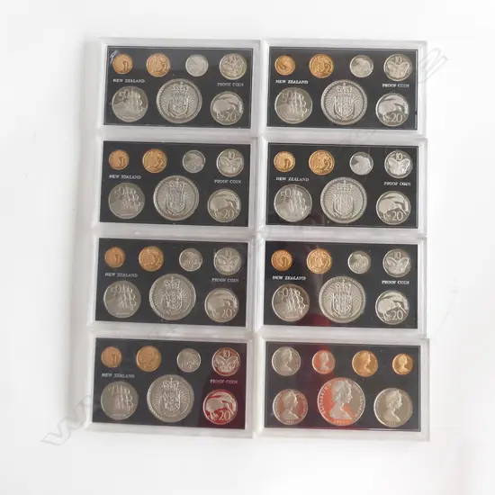 8 NZ PROOF COIN ISSUES; 7x 1973,1x 1972