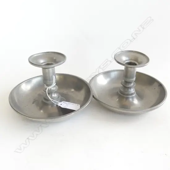 PAIR OF 1930s GUSTAV JUNG PEWTER CANDLE HOLDERS (SWEDISH)