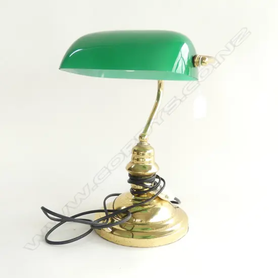 GREEN GLASS BANKERS LAMP H.370mm