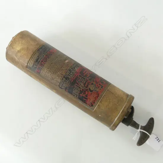 OLD BRASS FYR FYTER FIRE EXTINGUISHER H.335mm