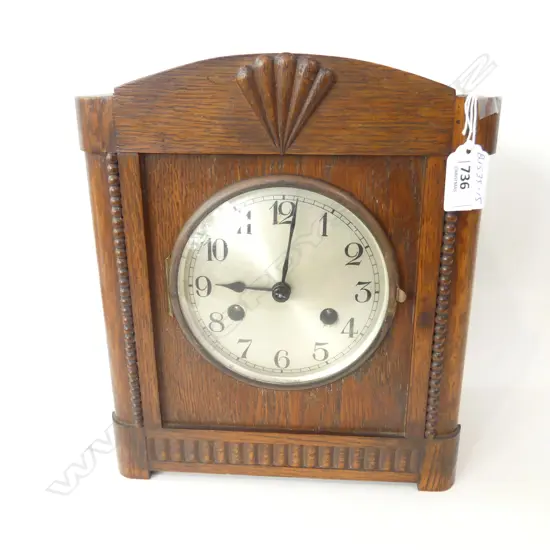 VINTAGE OAK CASE MANTEL CLOCK H.280mm