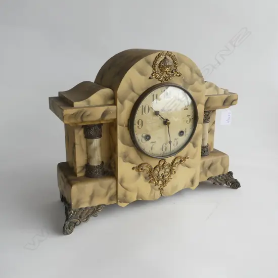 WATERBURY MANTLE CLOCK WITH.FAUX MARBLE FINISH.H.300mm