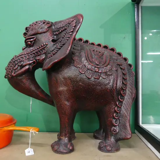 LGE RED PAINTED CERAMIC ELEPHANT H.465mm A.F