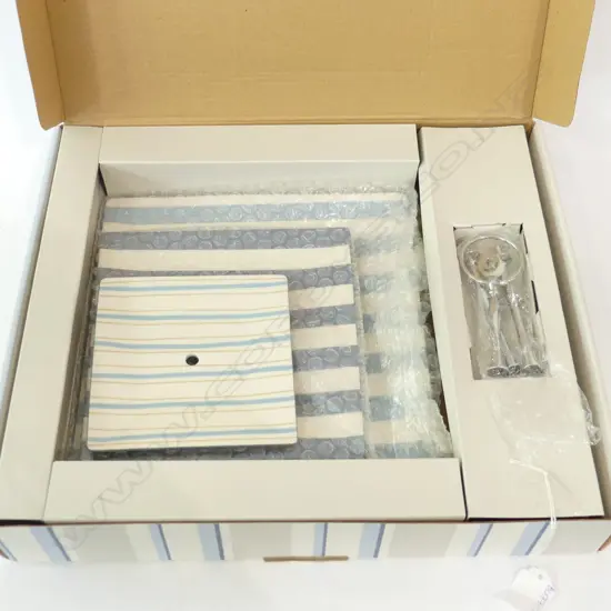 LAURA ASHLEY SOUTH SEA STRIPE 3-TIER CAKE STAND - UNUSED IN ORIGINAL BOX