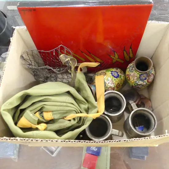 SM BOX COLLECTABLES; HOKITIKA GLASS PAPERWEIGHT, ART, MINIATURE SHOES ETC..