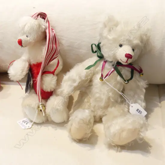 2 XMAS BEARS; BABOUSCHKA BY CHRIS COTTON, LTD EDT 2/10 + WHITE ROSE HILL BEAR H.300mm