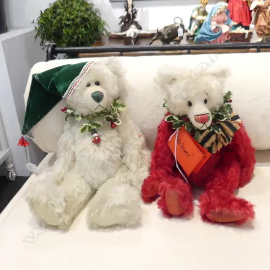 2 XMAS BEARS; HOLLY BY SARA MURRAY LTD EDT 3/10 + KRINGLE BY JAN CUMMING 8/10 H.350mm