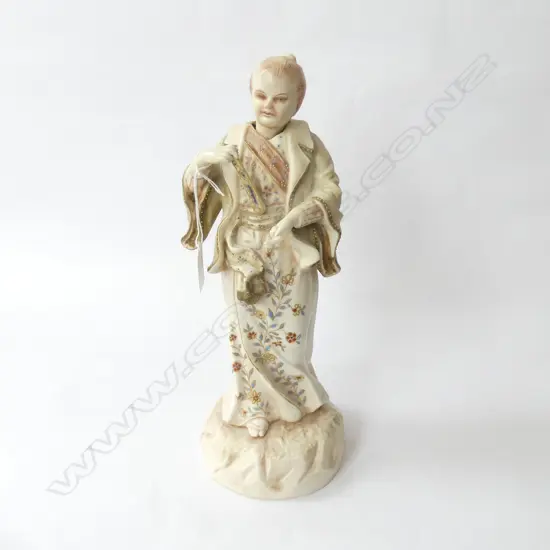 ANTIQUE GERMAN FIGURINE; ORIENTAL WOMAN w. NODDING HEAD H.320mm