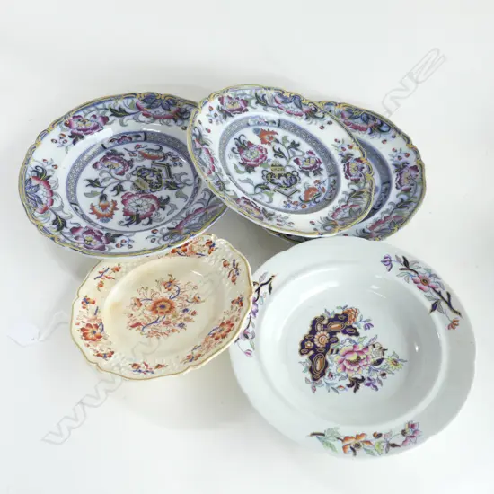 5 ANTIQUE PLATES; DAVENPORT ETC