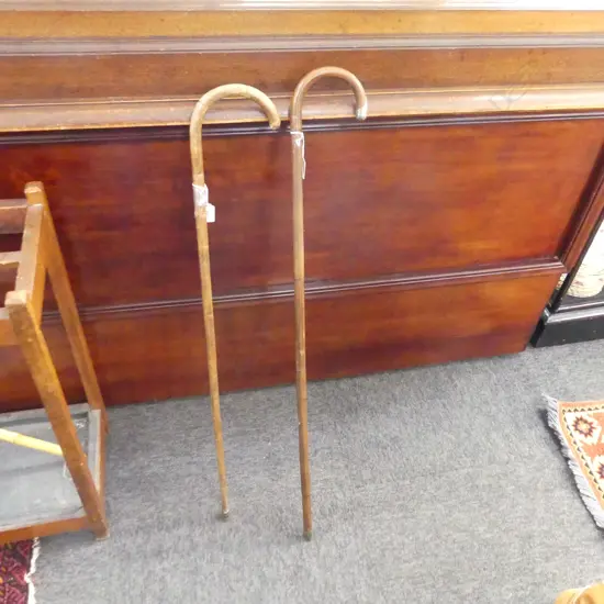 2 ANTIQUE WALKING STICKS w. STG TRIM