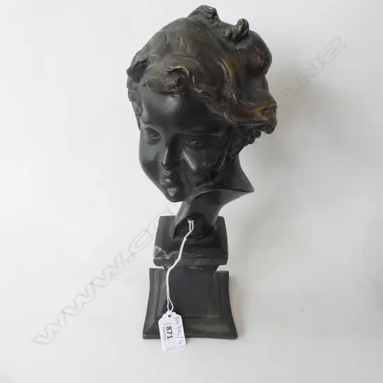 BRONZE BUST; YOUNG BOY H.310mm