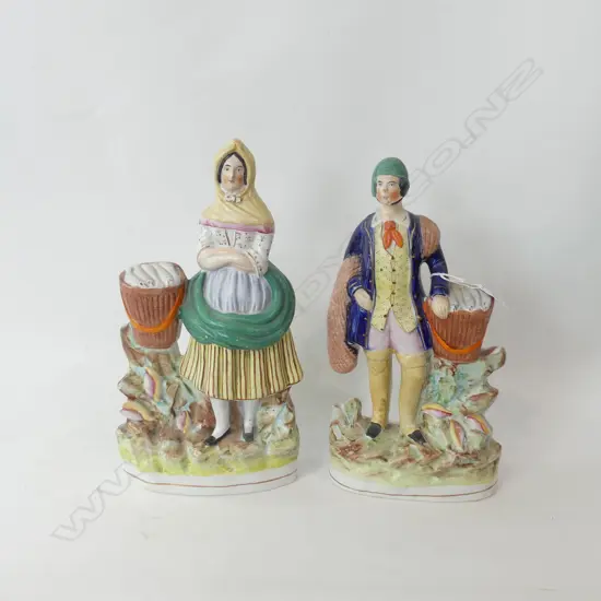 PR FLATBACK STAFFORDSHIRE FIGURES; FISHERMAN & LADY H.325mm