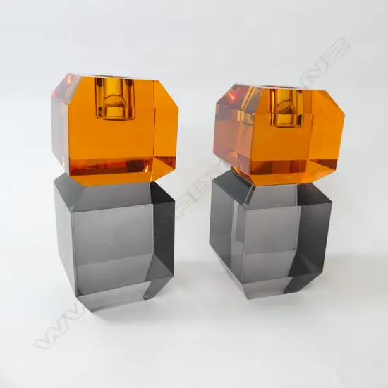 PR HUBSCH DANISH GLASS CANDLESTICKS H.140mm