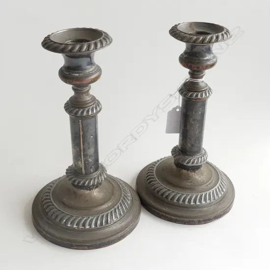 PR OLD SHEFFIELD PLATE TELESCOPIC CANDLESTICKS